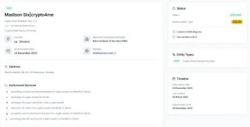 Madison Six má licenciu MiCA