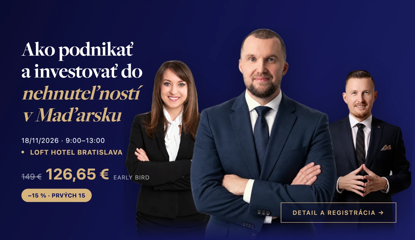 Seminár Steiniger: Ako podnikať a investovať do nehnuteľností v Maďarsku – 18. 11. 2026, Bratislava